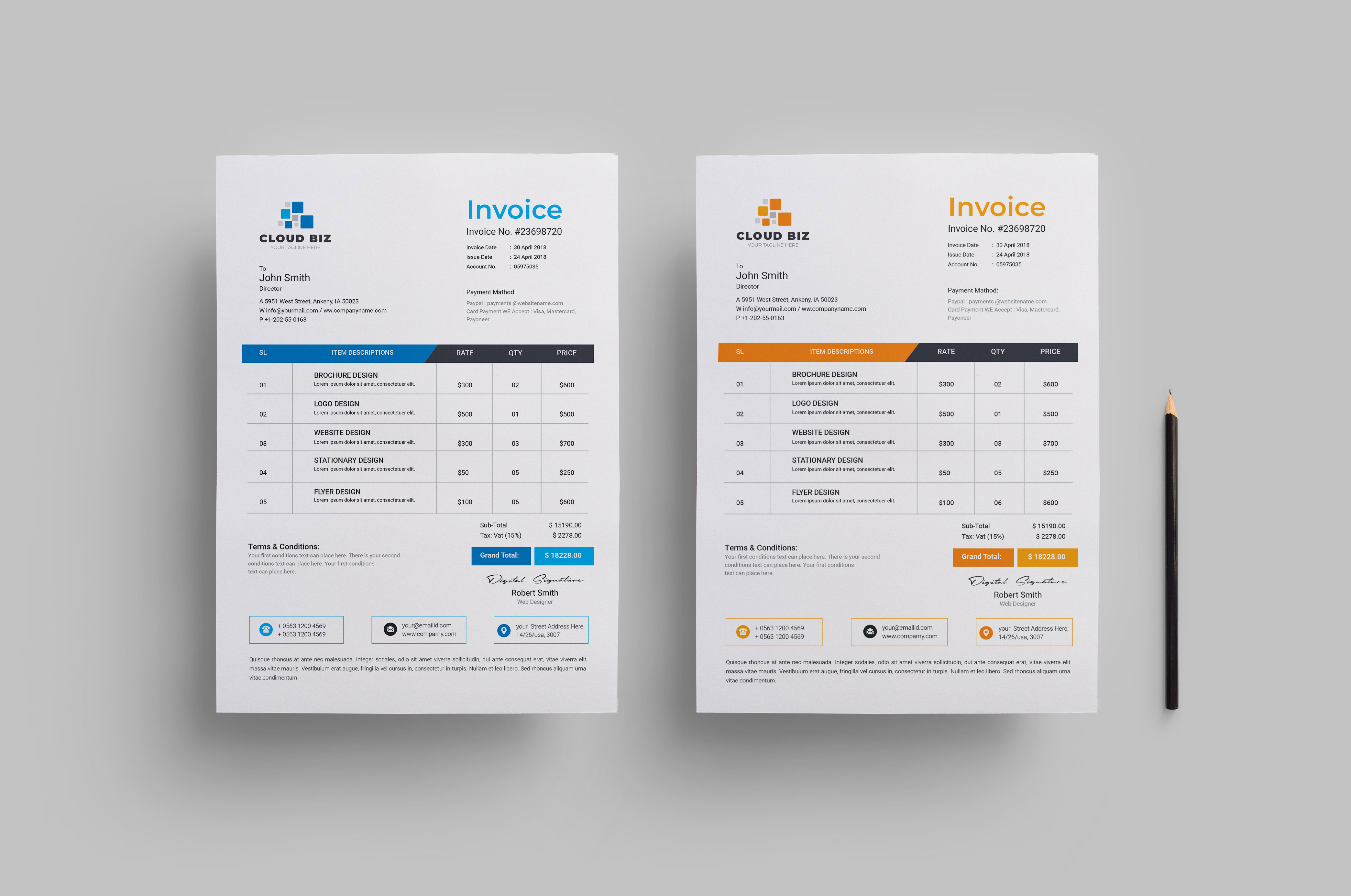 Pharmacy Corporate Invoice Design Template – Graphic Mega | Graphic ...